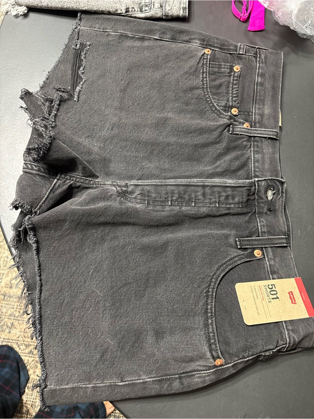 Levi's Black Distressed Cutoff Denim Shorts